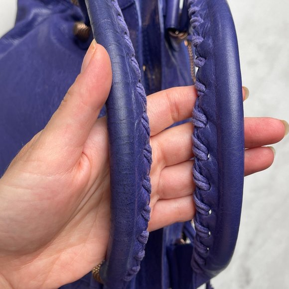 Authentic Balenciaga Motocross Classic City Bag in Purple with Rose Gold hardwar - Picture 10 of 16